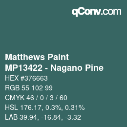 Color code: Matthews Paint - MP13422 - Nagano Pine | qconv.com