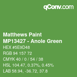 Code couleur: Matthews Paint - MP13427 - Anole Green | qconv.com