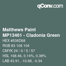 Color code: Matthews Paint - MP13461 - Cladonia Green | qconv.com