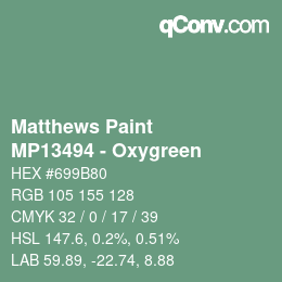 Color code: Matthews Paint - MP13494 - Oxygreen | qconv.com