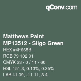 カラーコード: Matthews Paint - MP13512 - Sligo Green | qconv.com