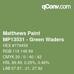 Color code: Matthews Paint - MP13531 - Green Waders | qconv.com