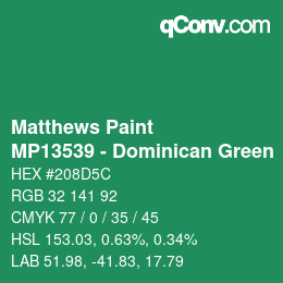 Color code: Matthews Paint - MP13539 - Dominican Green | qconv.com