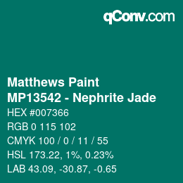 Color code: Matthews Paint - MP13542 - Nephrite Jade | qconv.com