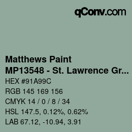 Color code: Matthews Paint - MP13548 - St. Lawrence Green | qconv.com