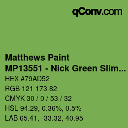 カラーコード: Matthews Paint - MP13551 - Nick Green Slime | qconv.com