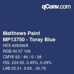 Color code: Matthews Paint - MP13750 - Toray Blue | qconv.com