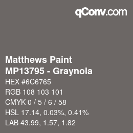 Color code: Matthews Paint - MP13795 - Graynola | qconv.com