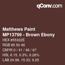 Code couleur: Matthews Paint - MP13799 - Brown Ebony | qconv.com