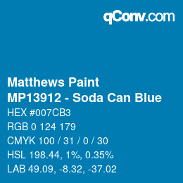 Código de color: Matthews Paint - MP13912 - Soda Can Blue | qconv.com