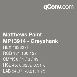Code couleur: Matthews Paint - MP13914 - Greyshank | qconv.com