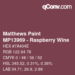 Color code: Matthews Paint - MP13969 - Raspberry Wine | qconv.com