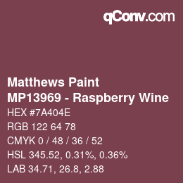 Código de color: Matthews Paint - MP13969 - Raspberry Wine | qconv.com