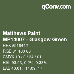 Color code: Matthews Paint - MP14007 - Glasgow Green | qconv.com