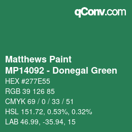 Código de color: Matthews Paint - MP14092 - Donegal Green | qconv.com