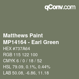 Color code: Matthews Paint - MP14164 - Earl Green | qconv.com