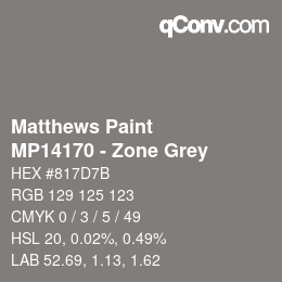 Color code: Matthews Paint - MP14170 - Zone Grey | qconv.com