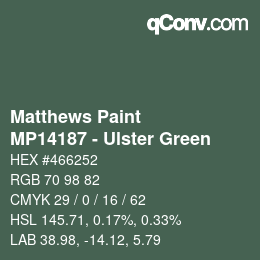 カラーコード: Matthews Paint - MP14187 - Ulster Green | qconv.com