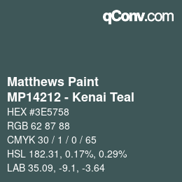 カラーコード: Matthews Paint - MP14212 - Kenai Teal | qconv.com