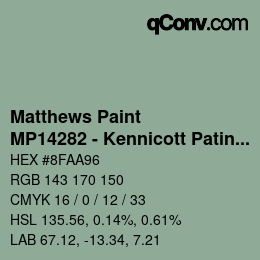 Color code: Matthews Paint - MP14282 - Kennicott Patina | qconv.com