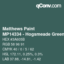 Código de color: Matthews Paint - MP14334 - Hogsmeade Green | qconv.com