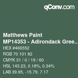 Farbcode: Matthews Paint - MP14353 - Adirondack Green | qconv.com