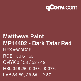 Color code: Matthews Paint - MP14402 - Dark Tatar Red | qconv.com