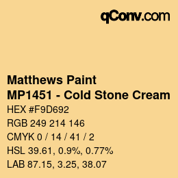 Color code: Matthews Paint - MP1451 - Cold Stone Cream | qconv.com