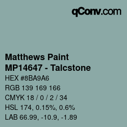 Color code: Matthews Paint - MP14647 - Talcstone | qconv.com