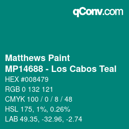 Color code: Matthews Paint - MP14688 - Los Cabos Teal | qconv.com