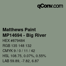 Código de color: Matthews Paint - MP14694 - Big River | qconv.com
