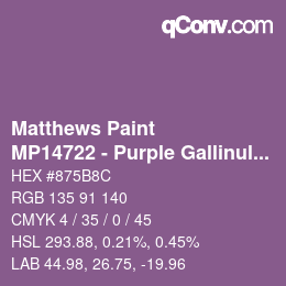 Color code: Matthews Paint - MP14722 - Purple Gallinule | qconv.com