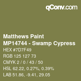 Code couleur: Matthews Paint - MP14744 - Swamp Cypress | qconv.com