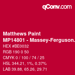 Color code: Matthews Paint - MP14801 - Massey-Ferguson Red | qconv.com