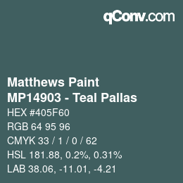 Color code: Matthews Paint - MP14903 - Teal Pallas | qconv.com