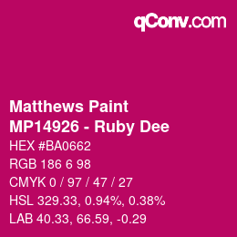 Color code: Matthews Paint - MP14926 - Ruby Dee | qconv.com