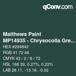 Farbcode: Matthews Paint - MP14935 - Chrysocolla Green | qconv.com