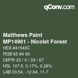 Código de color: Matthews Paint - MP14961 - Nicolet Forest | qconv.com