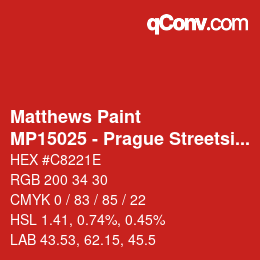 カラーコード: Matthews Paint - MP15025 - Prague Streetsign Red | qconv.com