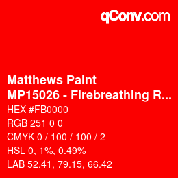 Color code: Matthews Paint - MP15026 - Firebreathing Red | qconv.com