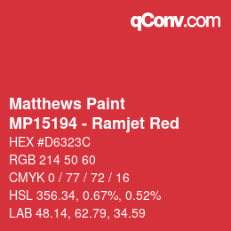 Farbcode: Matthews Paint - MP15194 - Ramjet Red | qconv.com