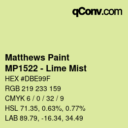 Código de color: Matthews Paint - MP1522 - Lime Mist | qconv.com