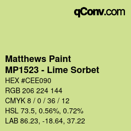Código de color: Matthews Paint - MP1523 - Lime Sorbet | qconv.com