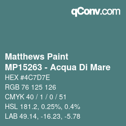 カラーコード: Matthews Paint - MP15263 - Acqua Di Mare | qconv.com
