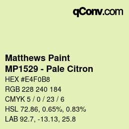 Color code: Matthews Paint - MP1529 - Pale Citron | qconv.com