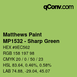 Color code: Matthews Paint - MP1532 - Sharp Green | qconv.com