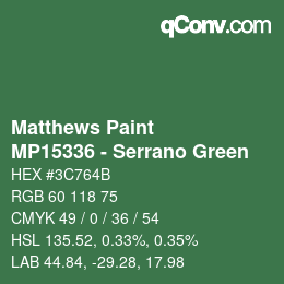 カラーコード: Matthews Paint - MP15336 - Serrano Green | qconv.com