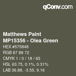 Farbcode: Matthews Paint - MP15356 - Olea Green | qconv.com