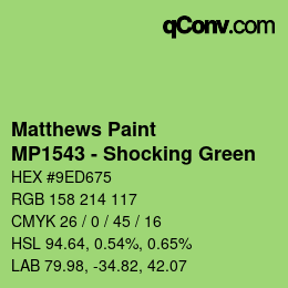 Color code: Matthews Paint - MP1543 - Shocking Green | qconv.com