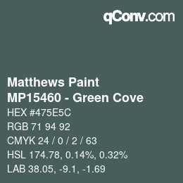 Color code: Matthews Paint - MP15460 - Green Cove | qconv.com